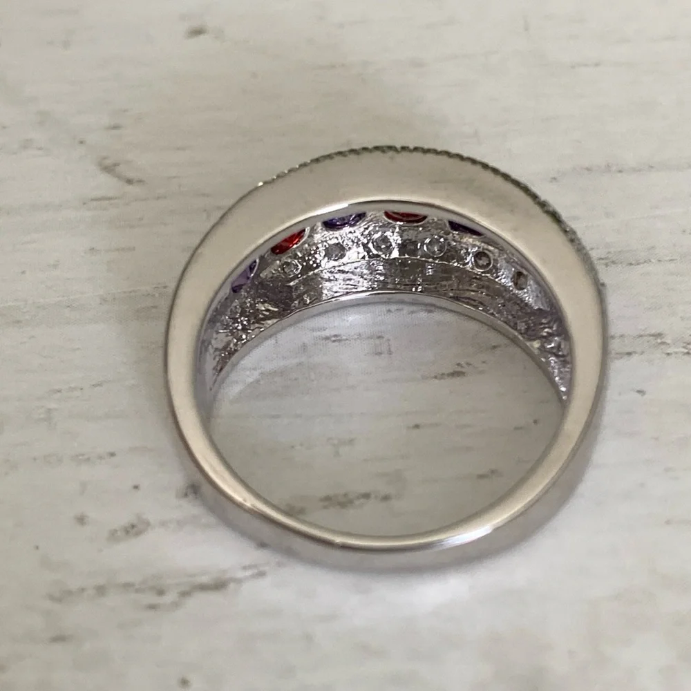 red and purple stone fashion ring size 8